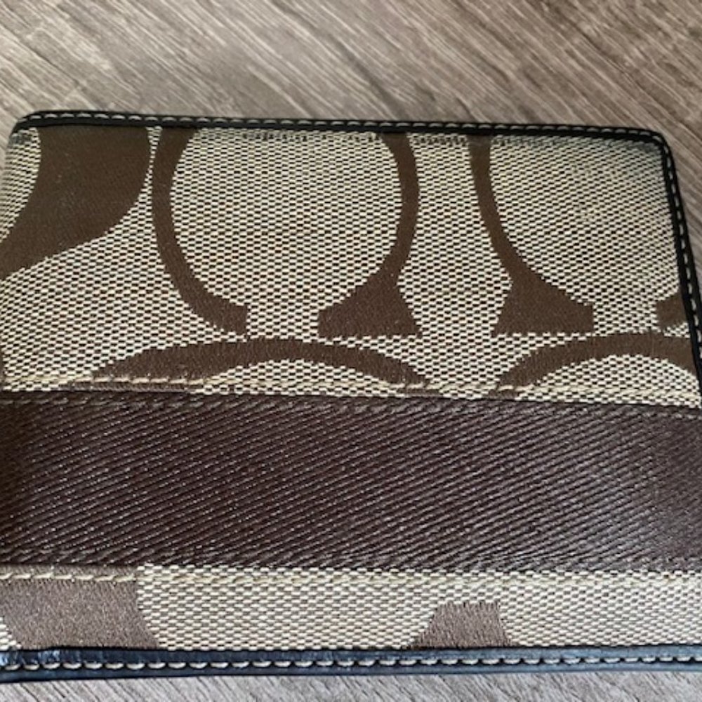 Coach Monogram Canvas & Leather Bi-Fold Wallet